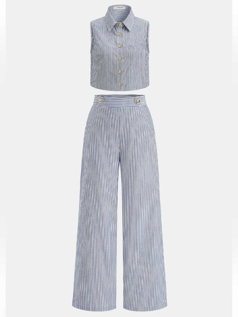 Commense Striped Sleeveless Top & Pants Set Size XS NWT
